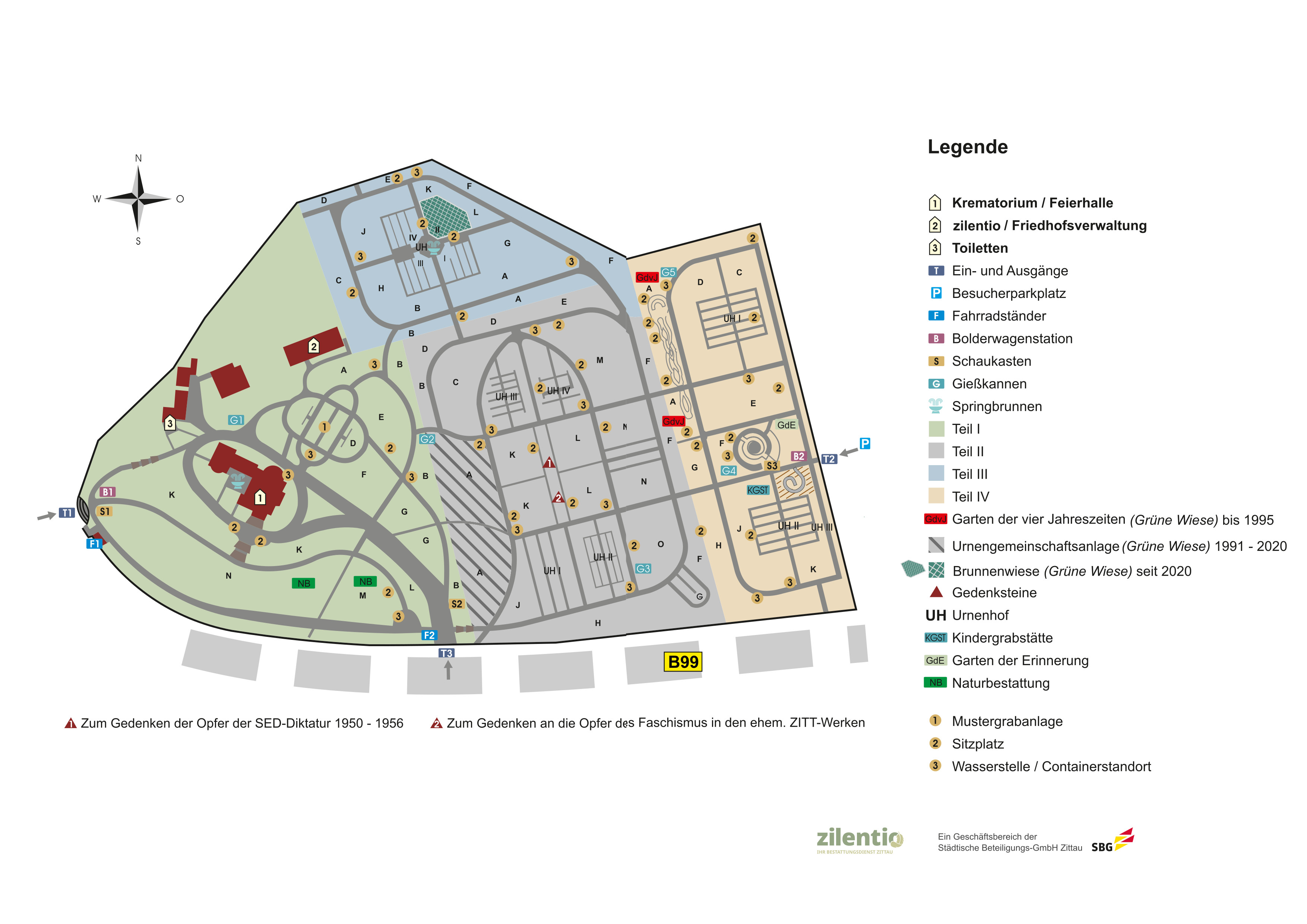 Lageplan Urnenhain Zittau